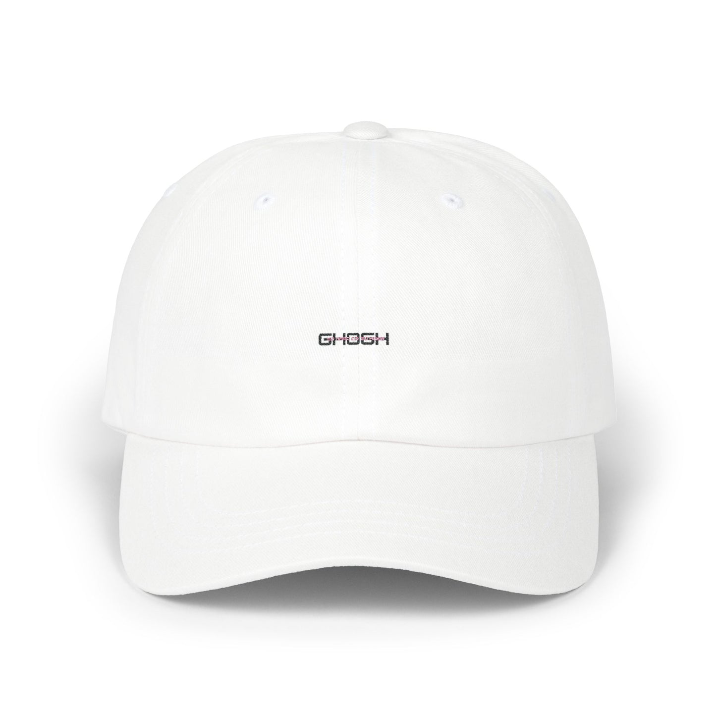 Minimalist White Dad Cap with 'GHOST' Print - Casual Style for Everyday Wear